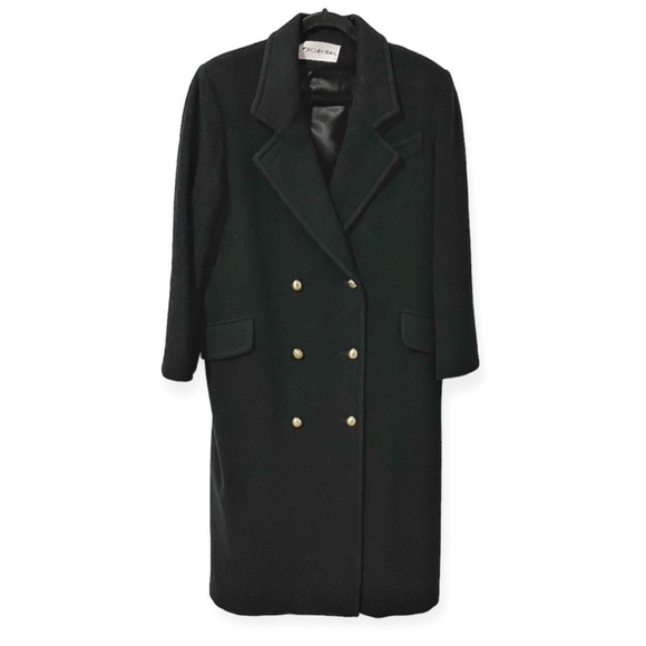 Vintage Jackets & Blazers - Vintage Union Made JH Collectibles Wool Long Trench Coat Black sz Medium / Large